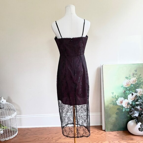 Fairy Grunge Lace Slip Dress Womens sz 8 Midi Sheer Overlay Y2K Whimsigoth BCB - Picture 7 of 12